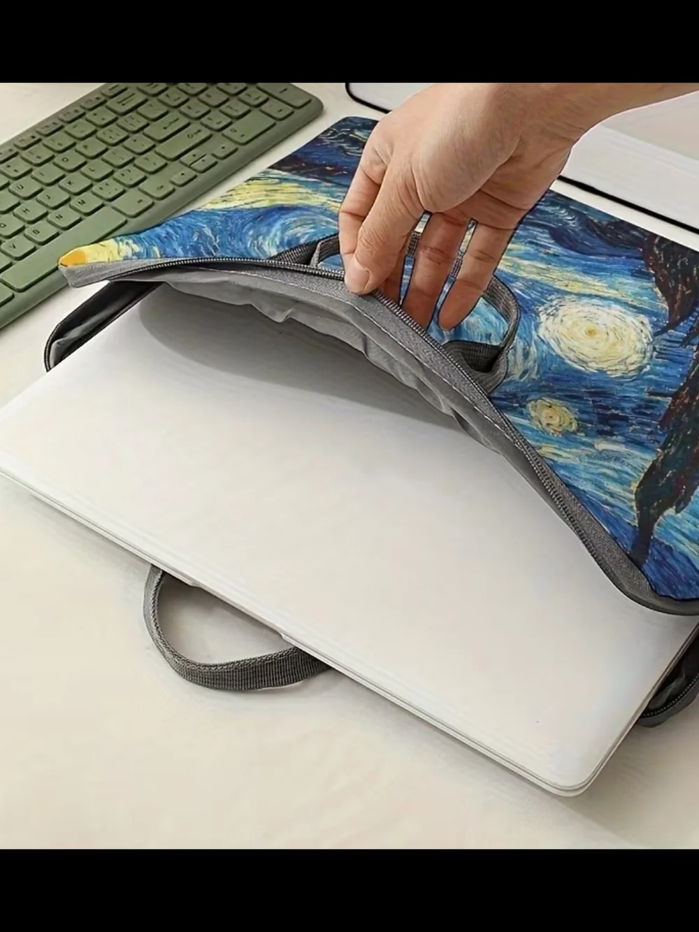 Starry Night Laptop Sleeve - Swirling Blue Print